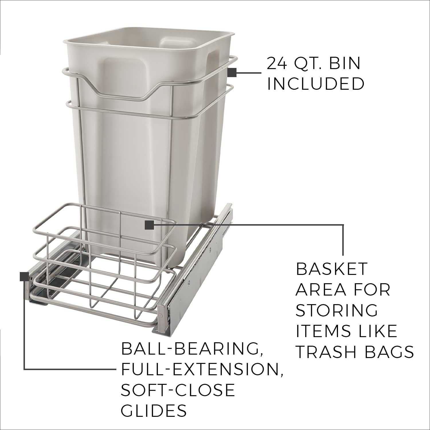 ClosetMaid 32102 Premium 24 Quart Cabinet Pull Out Trash Bin