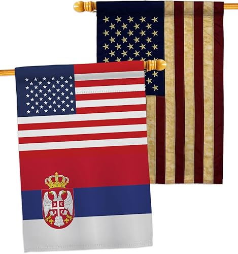 World Cup Serbia - Bandera de la amistad de Estados Unidos, paquete de pancartas estadounidenses para patio, césped, jardín, decoración patriótica