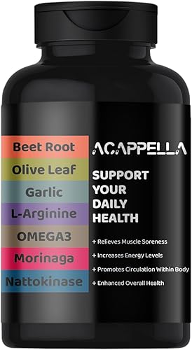 ACAPPELLA Omega 3 Moringa Cápsulas Remolacha Raíz Polvo Cápsula Nattokinase L arginina Suplementos de ajo y Extracto de hoja de olivo Hydroxyt