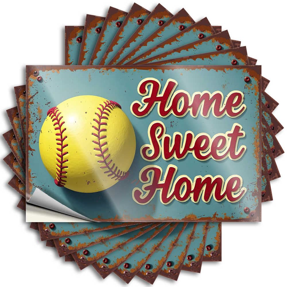 Must Interior Stickers - Softball Home Sweet Home Rustic Sign Hat Waterproof Vinyl Sticker(8X12CM)