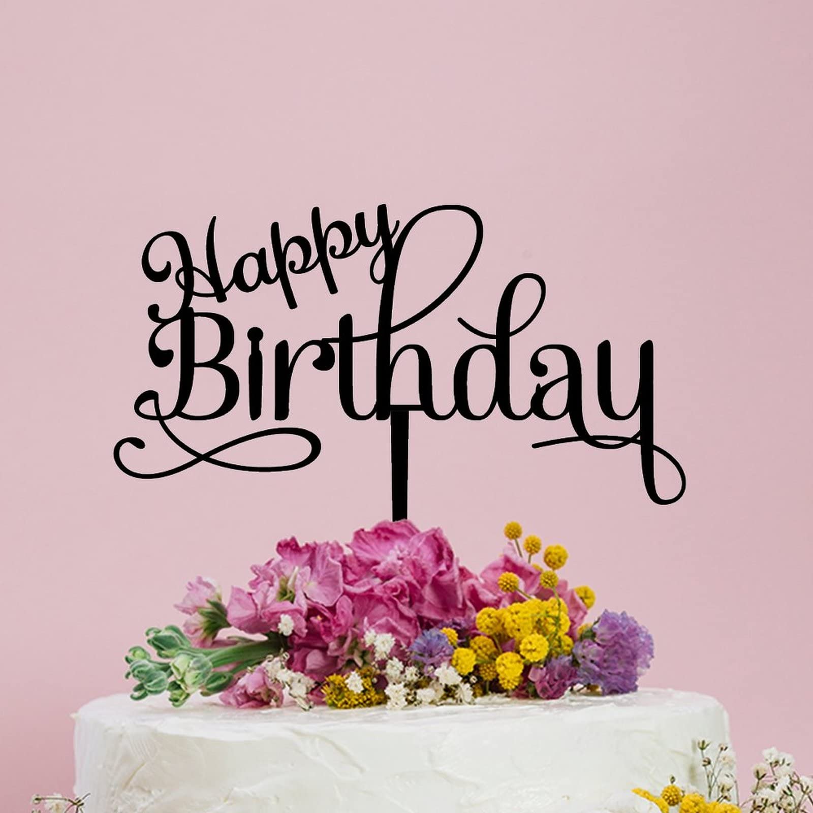 Décoration De Gâteau En Acrylique Avec Lettre Initiale J « Happy Birthday » - Accessoire De Gâteau Personnalisé Pour Mariage, Anniversaire De Mariage