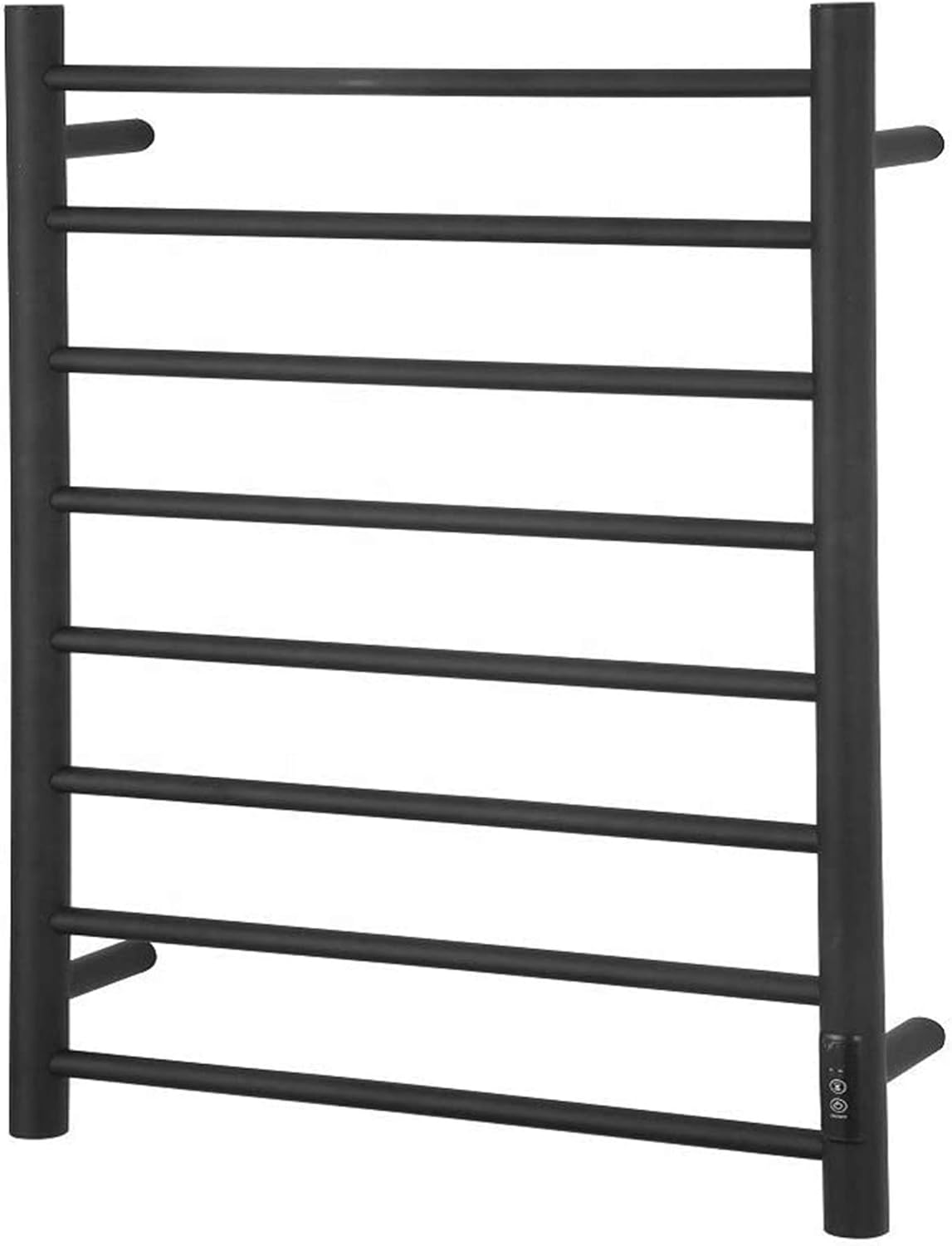 Bathroom Wall heaterTowel WarmerTowel Drying Rack, Electric Heated Towel Rack Stainless Steel Wall Mounted with 8 Round Bars Black Painted Home Bathroom Accessories (Plugin