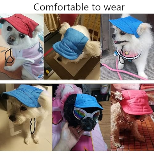 Clzemo Dog Baseball Cap With Ear Holes, 3 Pack Adjustable Dog Visor Hats Sports Caps For Outdoor Sun Protection, Breathable Dog Cooling Hats Pet Sunbonnet Outfit For Small Medium Large Dogs Cats #TOP3