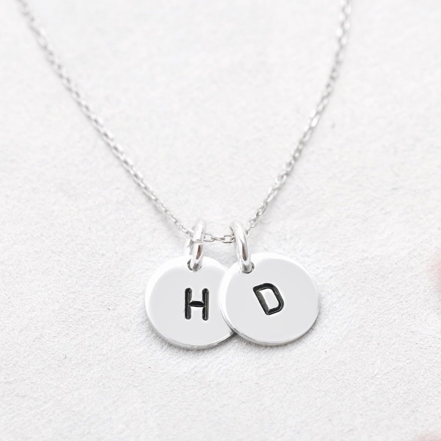 EVE'S ADDICTION Gold Personalized Hand Stamped 3 Charm Initial Necklace - Gifts for Mom - Image 4