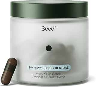 Seed PM-02 Sleep + Restore - Sleep Aid for Women & Men - Non-Habit Forming Bioidentical Melatonin & Ashwagandha - Vegan & Shelf-Stable - 30 Capsules (30-Day Supply)