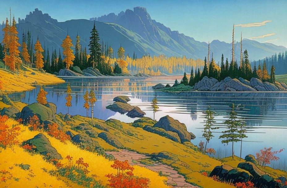 Toile sans cadre forêt d'automne 58x90 cm aux couleurs éclatantes