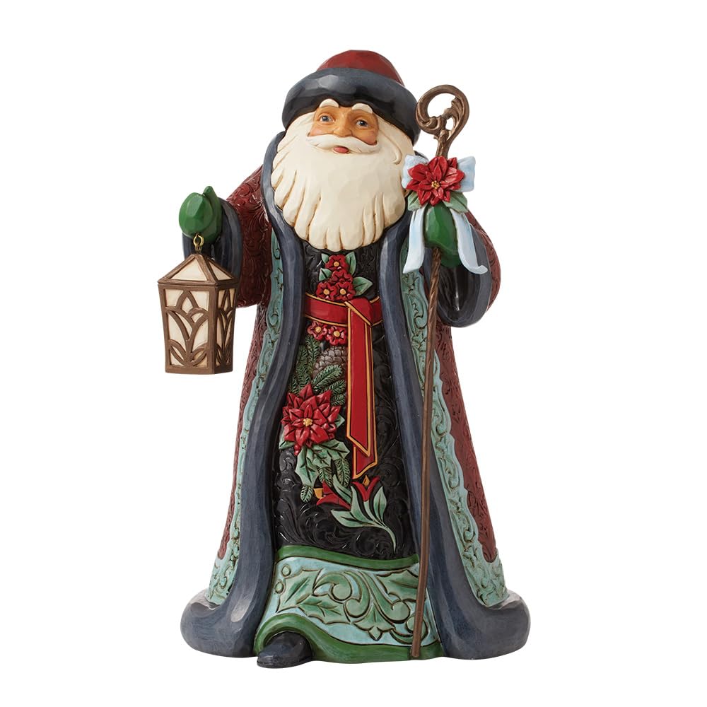 Enesco Jim Shore Heartwood Creek Holiday Manor Weihnachtsmann mit Stock und Laterne, 25,4 cm, mehrfarbig