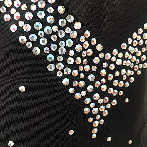 Vestido de patinação no gelo para meninas, preto, para competição, balé, sem mangas, vestido de pati