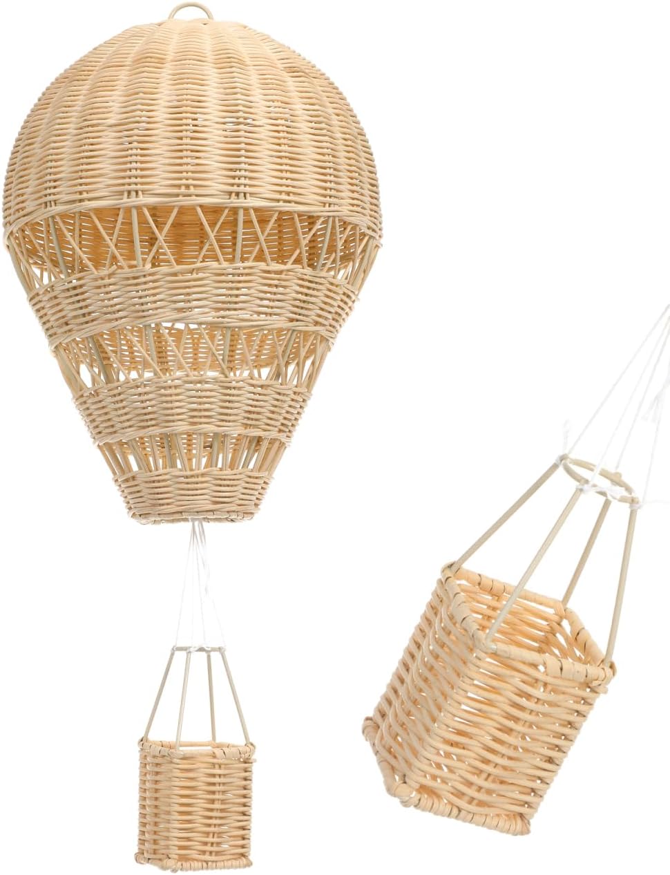 balacoo Natural Rattan Woven Hot Air Balloon Decor 13.38X9.84X2.36In Hanging Ornament for Kids Room Preschool Nursery Photo Props Home Decorative Supply
