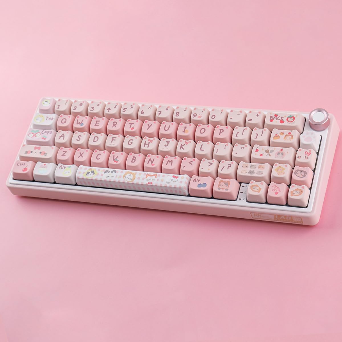 PBT Keycaps 140 Keys Pink Meow Meow Cat Keycaps Dye-Sublimation Cute Keycap Mao Profile Custom Keycap for Cherry Gateron MX Swithes Mechanical Gaming Keyboards