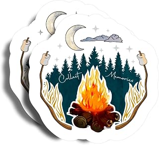 Collect Memories Magnet - 5" On Longest Side - Campfire Moon Marshmallows - 2 Pack - Thick Strong Magnet - Magnet for Fridge, Toolbox, Cars - Made in USA - PLDFMAG0860