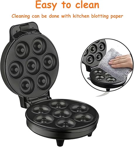 Miniatura 3 de Mini Donut Maker Machine 7 Holes, Small Doughnut Maker, With Temperature Control Double-Sided Heating Non-stick, Suitable for Children's Breakfast