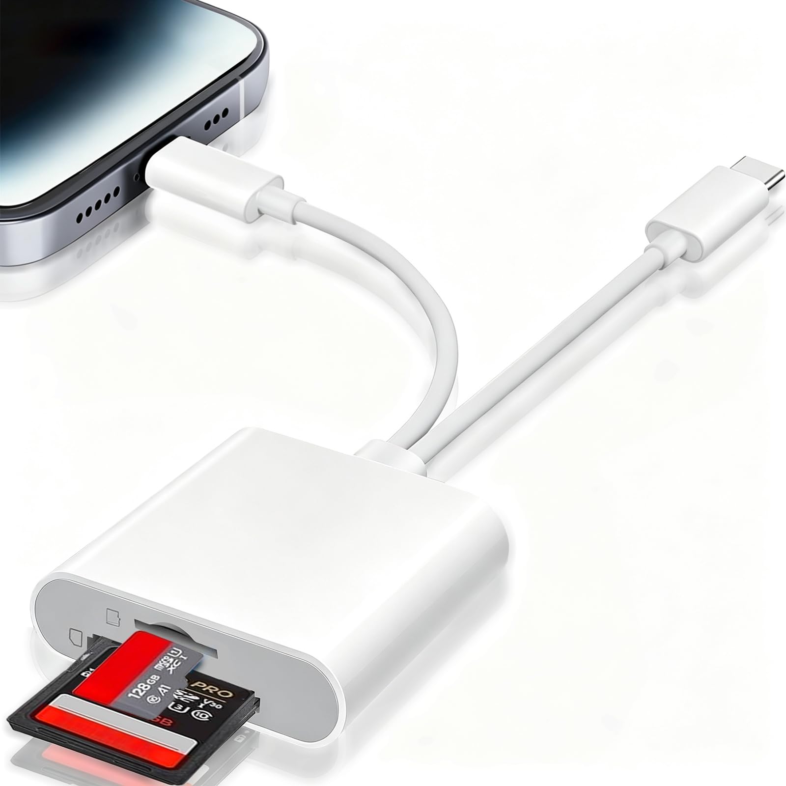 View 1 of [Apple MFi Certified] SD Card Reader for iPhone iPad Mac, USB C & Lightning Dual Interface Memory Card Reader, Digital Camera Adapter to iPhone/MacBook/USBC Laptop for SD/Micro SD Card, Plug and Play