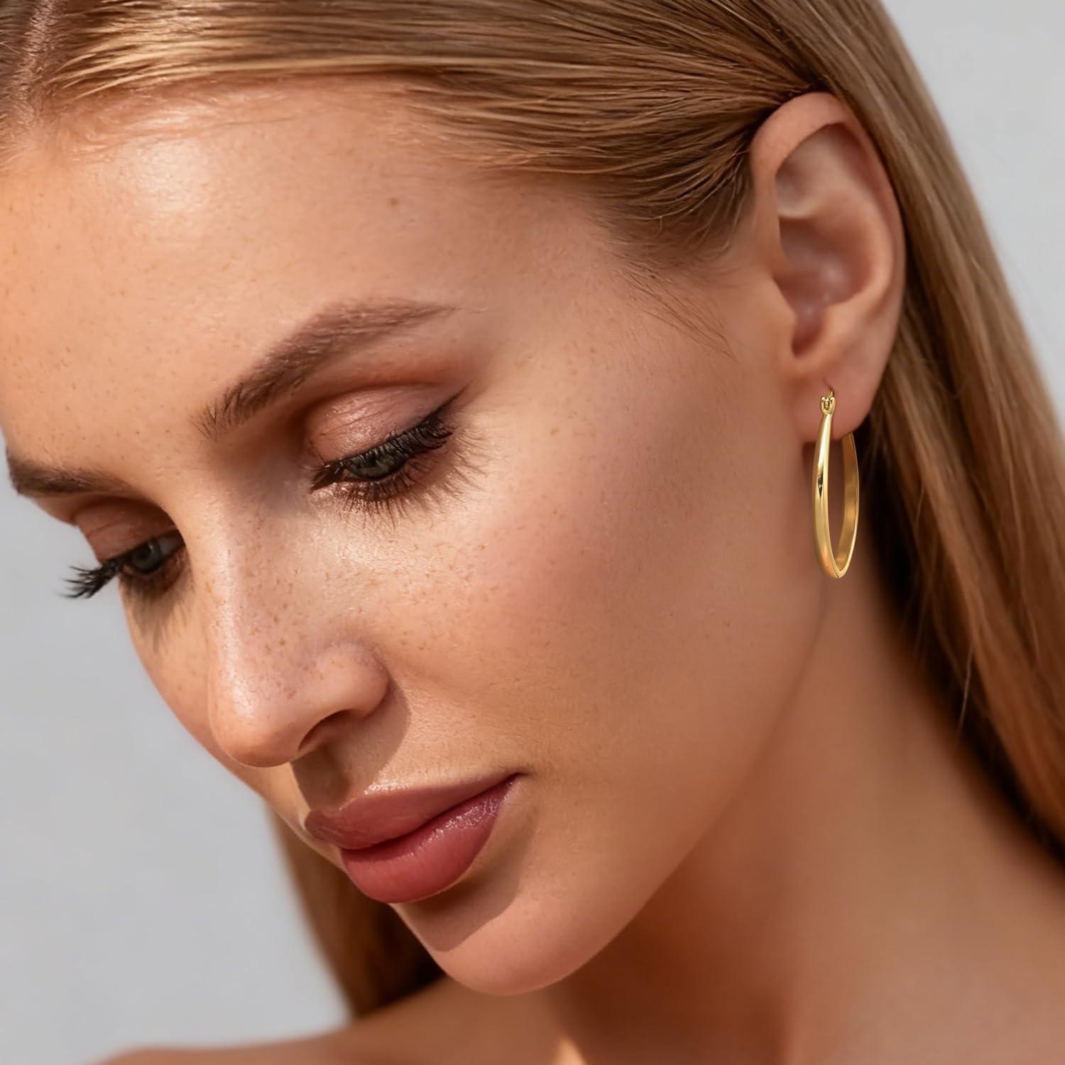 Gold Earrings for Women 14K Gold Hoop Earrings for Women Gold Hoop Earring for Womens Hoops U-shaped Playful Twist Hoops Earring for Womens 16/25/30/35mm