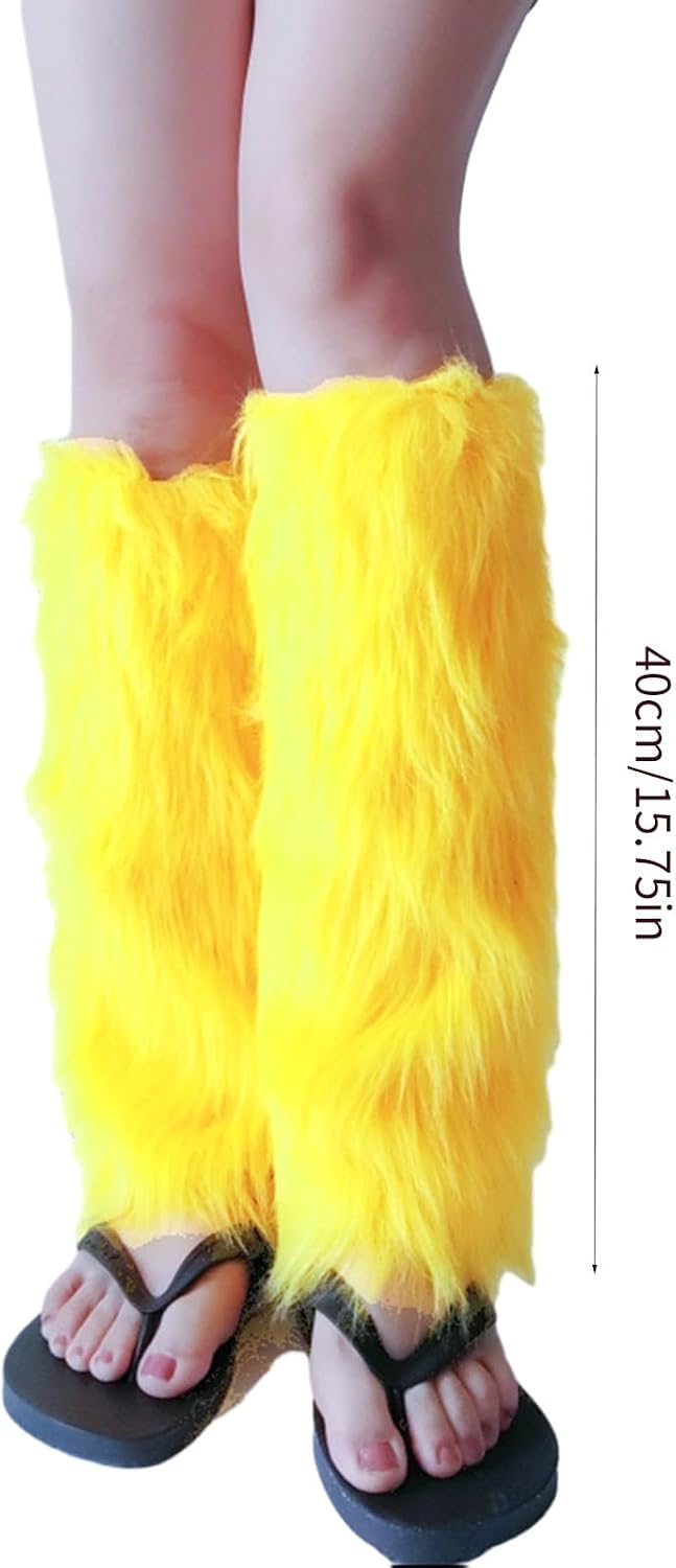 Y2K Faux Furs Leg Warmers For Womens Winter Warm Boot Cuffs Covers Cozy Christmas Halloween Party Cosplay Costume For Women