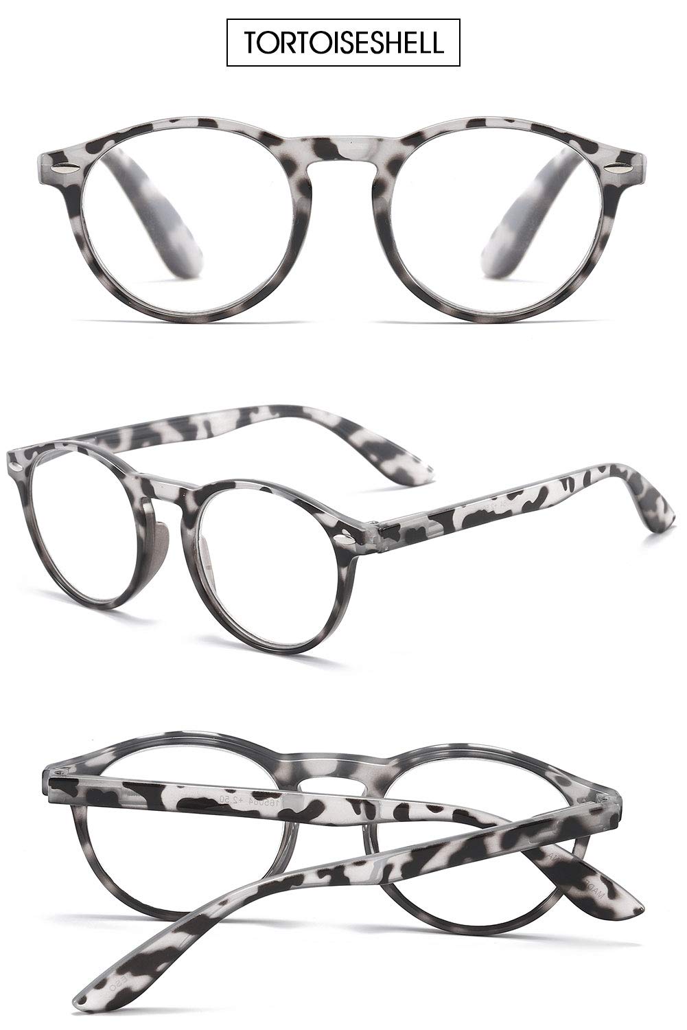 VEVESMUNDO Retro Lesebrillen Damen Herren Vintage Lesehilfe Sehhilfe Arbeitsplatzbrille Nerdbrille Hornbrille mit Stärke