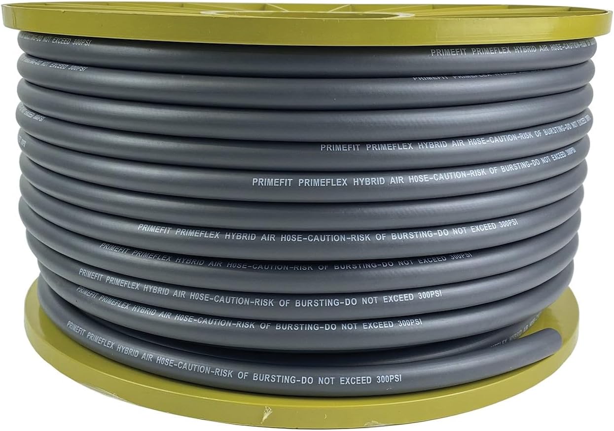 Primefit HYP382502-G-B - 3/8-in. Premium Hybrid Air Hose - 250 Ft Bulk Reel - 300PSI - Grey