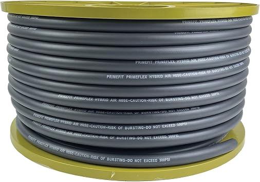 Primefit HYP382502-G-B - 3/8-in. خرطوم هجين ممتاز - بكرة سائبة 250 قدم - 300 رطل - رمادي