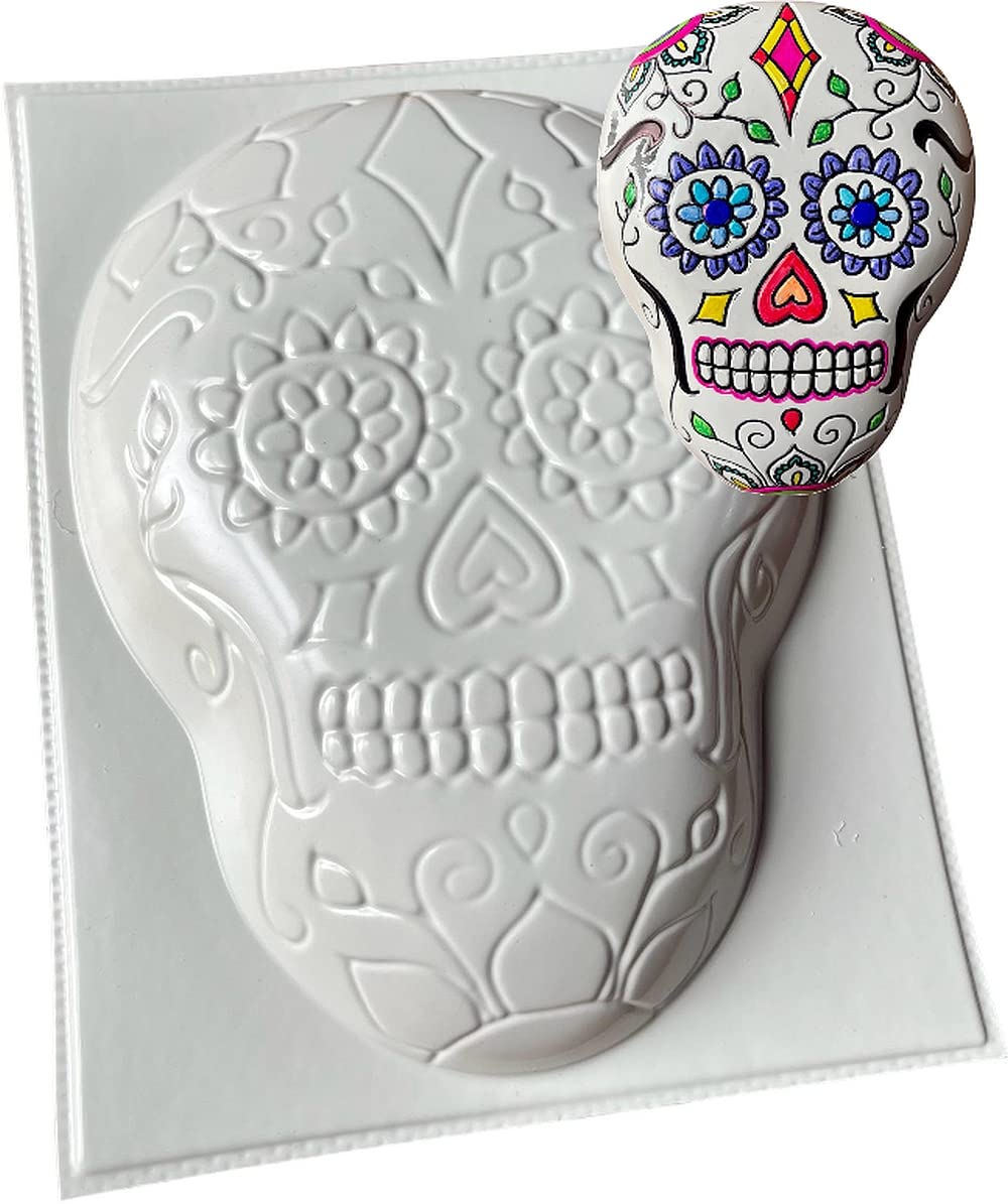 Large Sugar Skull Garden Concrete or Plaster Casting Plaque Mould Nr1