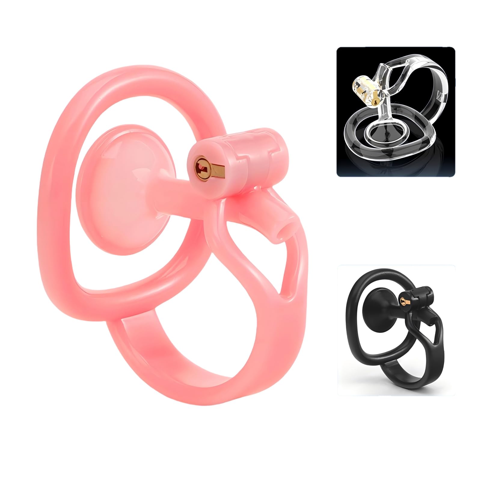 Cage de Chasteté pour Pénis Inversé Chastity Cage Man avec Ceinture et Bac Urinaire Sex Toys Cage Chastetée Légère Durable en Résine de Nylon avec Verrou pour le Bondage du Pénis (Transparent,S)