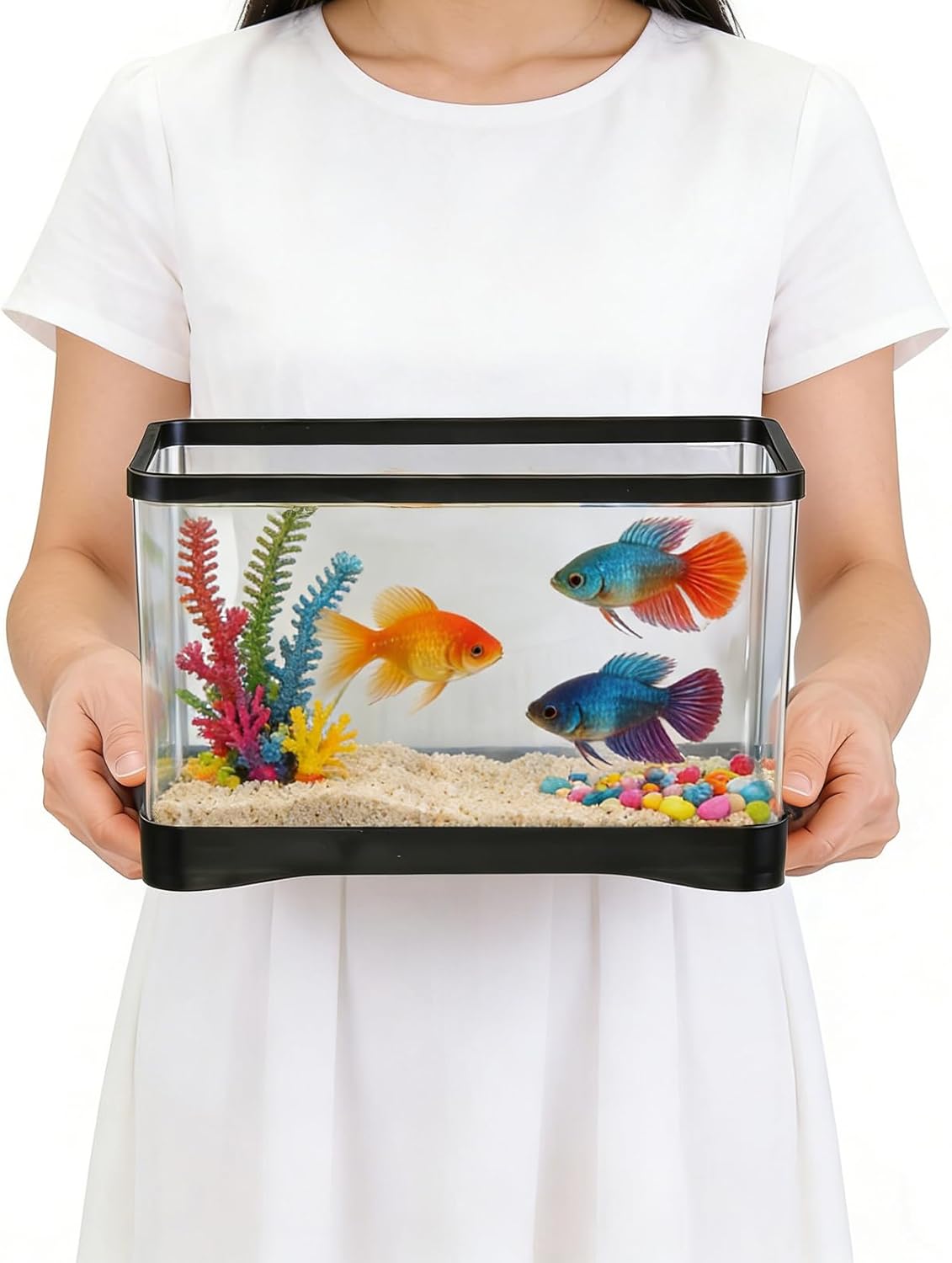 2 Gallon Plastic Fish Tank Aquarium for Small Fish Goldfish Bowl Aquarium Succulents Flower Centerpiece Shatterproof with Clear Clarity for Table Centerpiece Home Decor