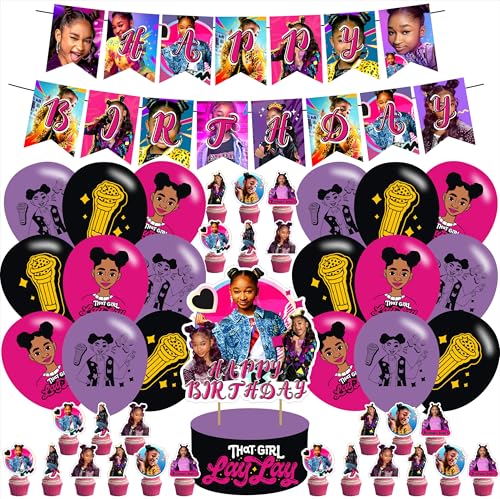 That Girl Lay Lay Birthday Party Decorations - Banner Cake Topper 12 Cupcake Toppers 18 Black Balloons