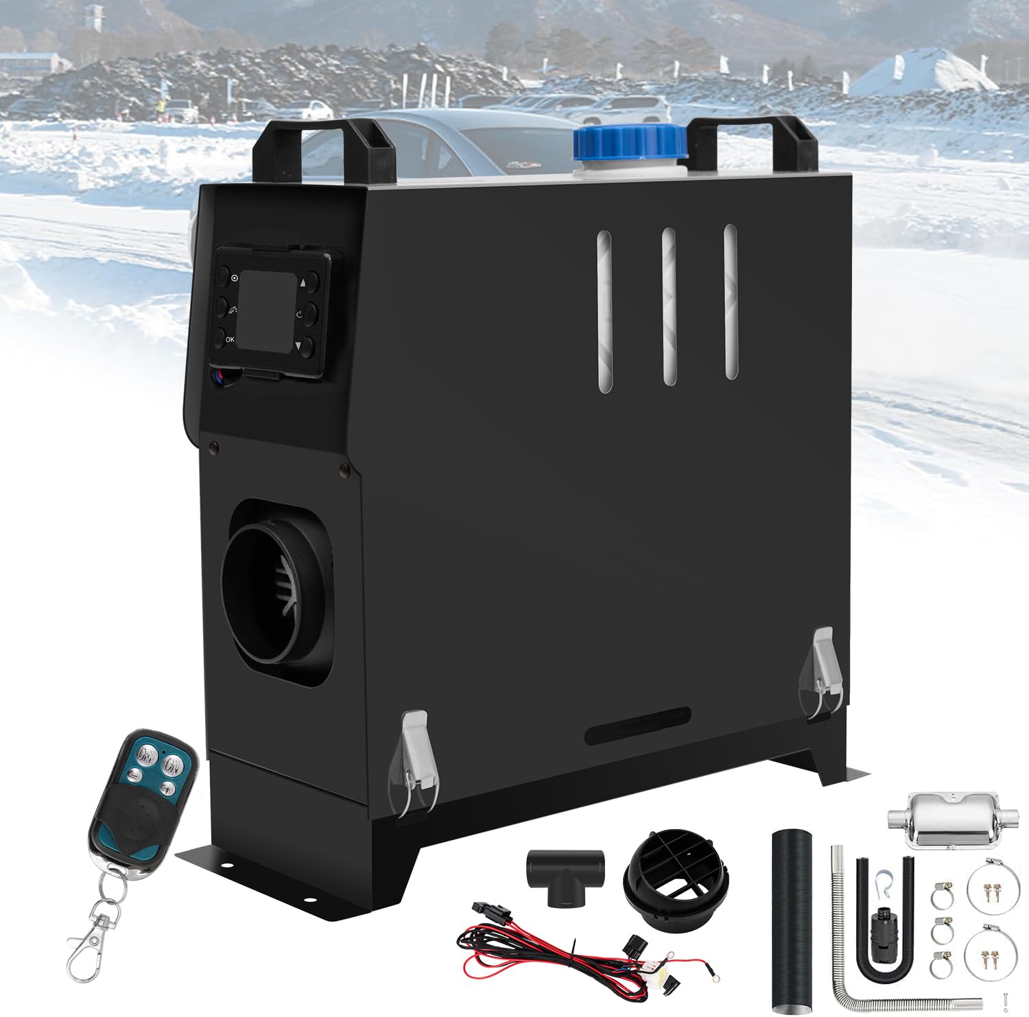 Standheizung Diesel, 12V 8KW Standheizung, Diesel Lufterhitzer, Luft Dieselheizung, LCD Schalter u. Fernbedienung Schwarzfür Auto RV Boot KFZ PKW Wohnmobil Rot (8KW-Schwarz)