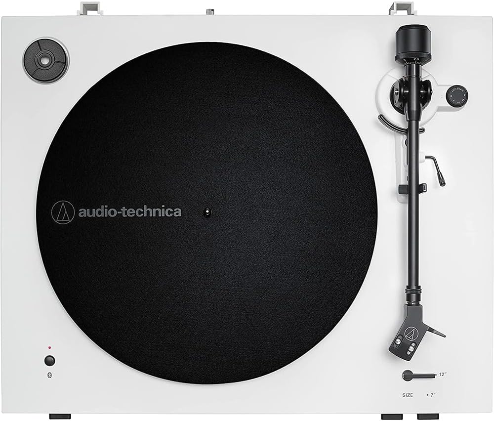 Audio-Technica AT-LP3XBT-WH Fully Automatic Wireless Belt-Drive Turntable - White Bundle with 2 YR CPS Enhanced Protection Pack, Record Care Solution, Cleaning Kit, Stroboscope and Record Stabilizer