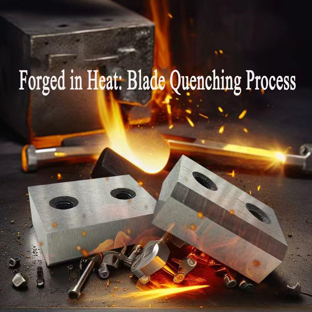 Cr12Mov Rebar Cutter Blade with Screws, 6 blades, including 12 hexagon screws, 12 spring washers and a matching hexagon wrench, HRC 58-60 Hardness，for Model RC-25/28A