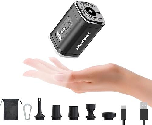 Miniatura 11 de Mini Bomba de Aire Eléctrica Portátil para Inflables - 5 Boquillas Universales, Inflador Recargable - Inflado/Desinflado Rápido Flotadores de