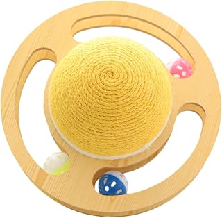 Bola arranhadora para gatos Space Asteroid | Brinquedo estimulante para gatos de sisal | Três bolas de sino em órbita giratória | Protege móveis e oferece entretenimento sem fim