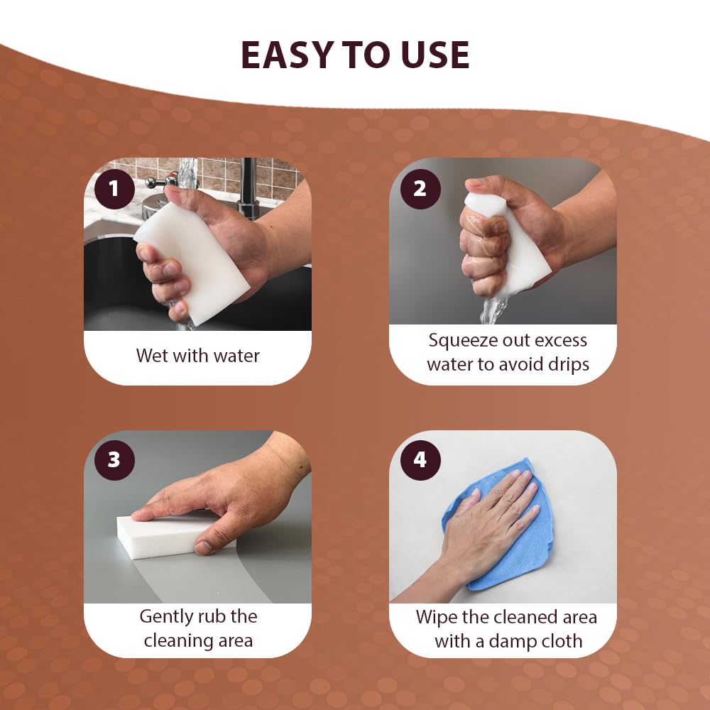 FABRIO Melamine Cleaning Eraser Sponges - Pack of 10 (2 x Denser) - Ideal for Kitchen, Bathroom, Walls, Stains, and More - Multi - Surface Cleaning 2