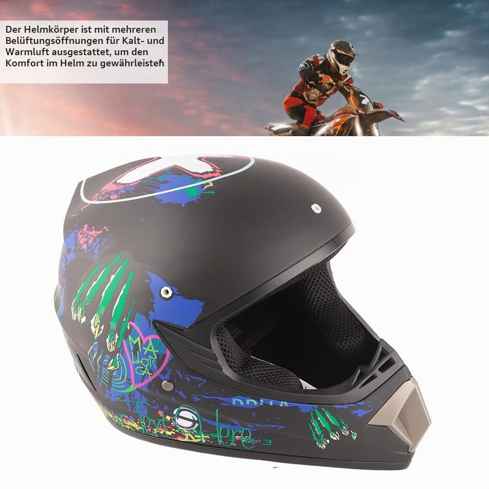 Master Youth Motorradhelme, Motocross-Helm für Jugendliche, Ski-Scooter-ATV-Helm für Jungen und Mädchen, Four Seasons Terrain mit Schutzbrille und Handschuhen (S)