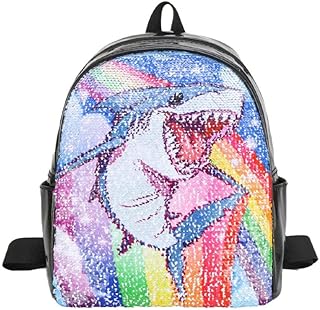 Zaino Donna Casual Piccolo Zainetto per Donna Ragazza Bambino Borsa Scintillante Paillettes Squalo