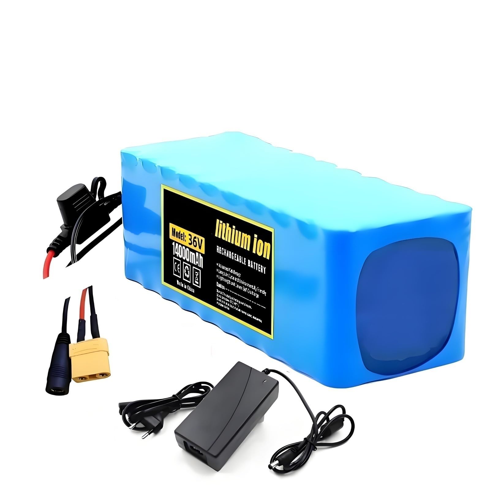 Bateria 36V 14Ah Pack Litio 10S4P Con BMS Integrado Cargador Incluido Conectores XT60 Y DC5521 Para Patinete Electrico Bicicleta Electrica Silla De Ruedas Vehiculos Pequenos 1850g 185x80x70mm