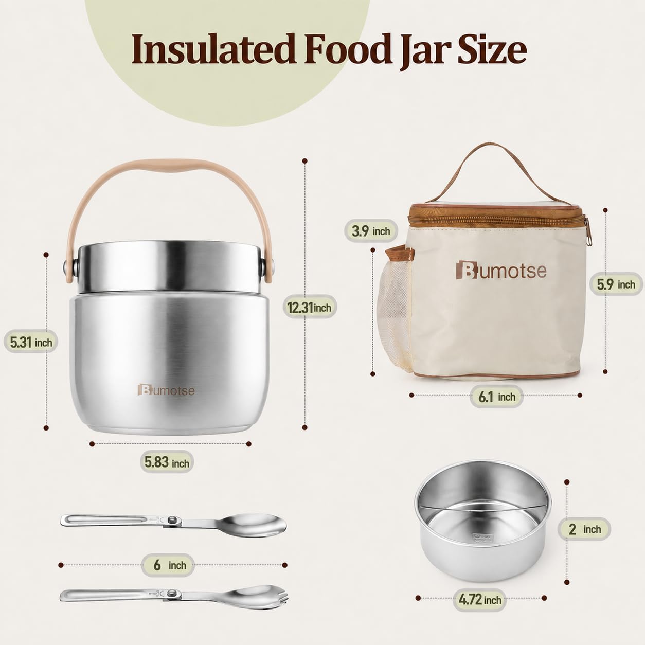 40 oz Insulated Food Jar, Dual Compartments, 8-Hour Heat Retention image 4