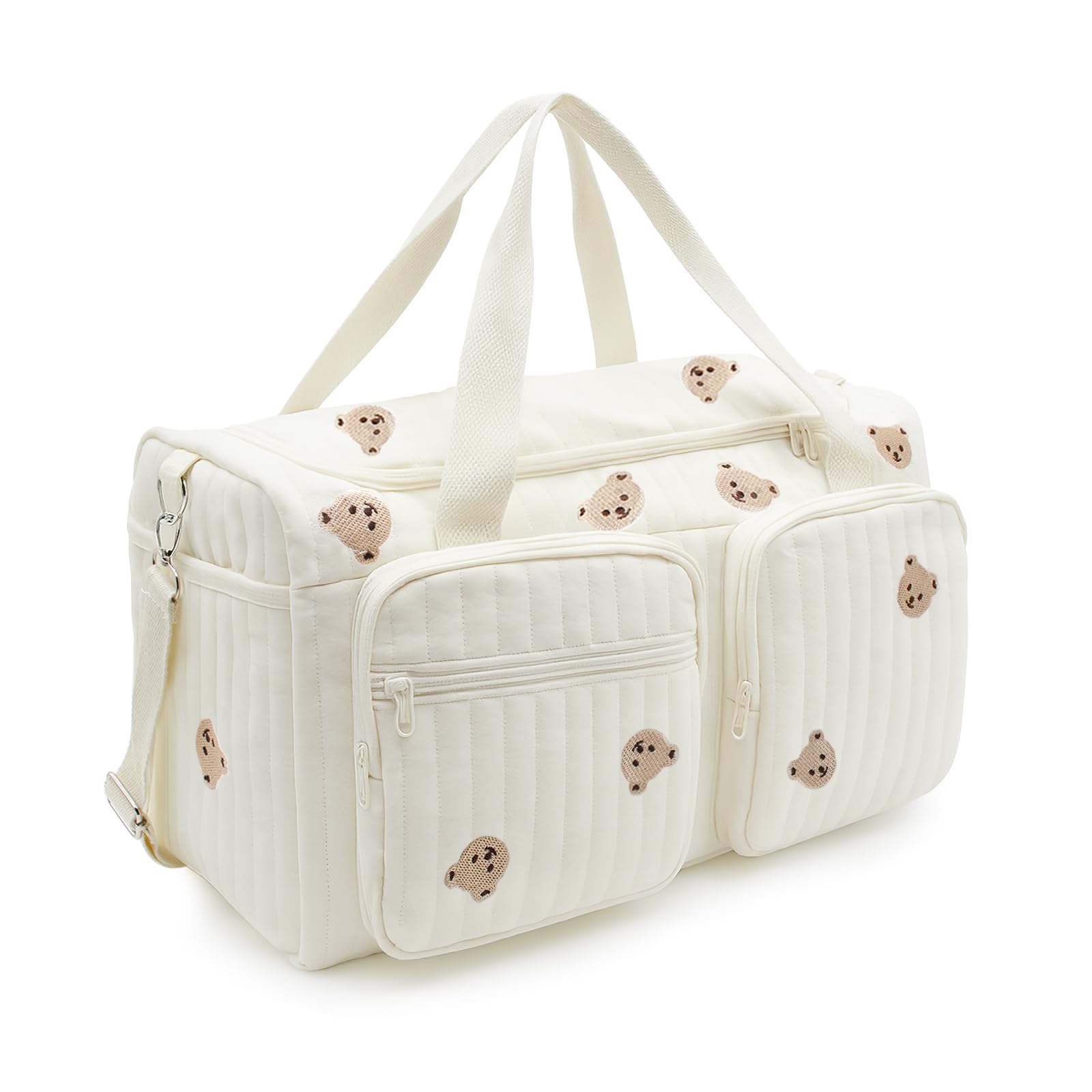 PinDaito Große Wickeltaschen Kliniktasche Geburt 48 × 22 × 26 cm, Baby Wickeltasche, Mommy Bag aus Baumwolle mit Stickerei, für Unterwegs, Geburt im Krankenhaus, Reisen, Kinderwagen