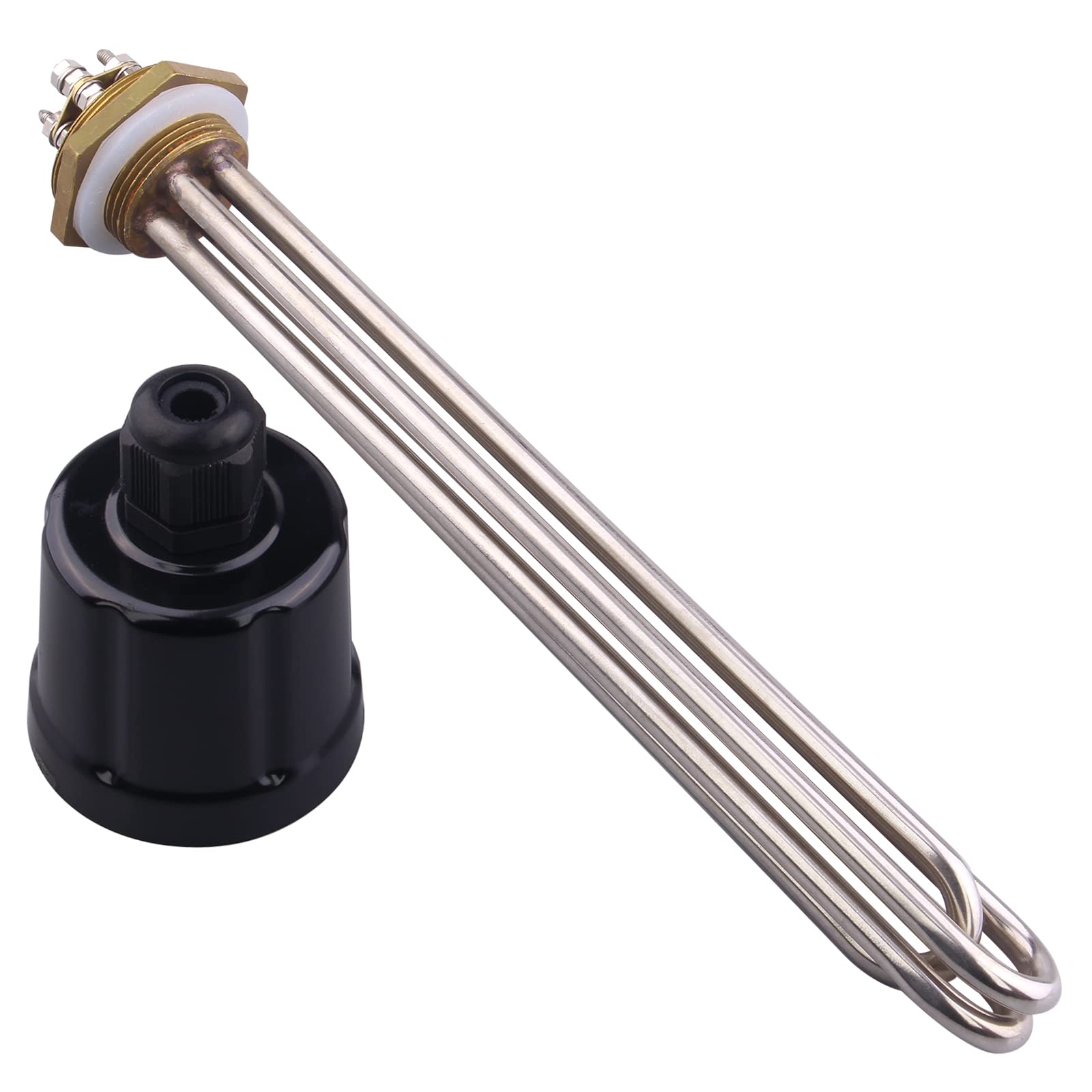 Heating Element 3U 1.5 inch(DN40) BSP Thread Stainless Steel Tube Brass Flange with Silicone Ring and Plastic Cover 220V 9000W