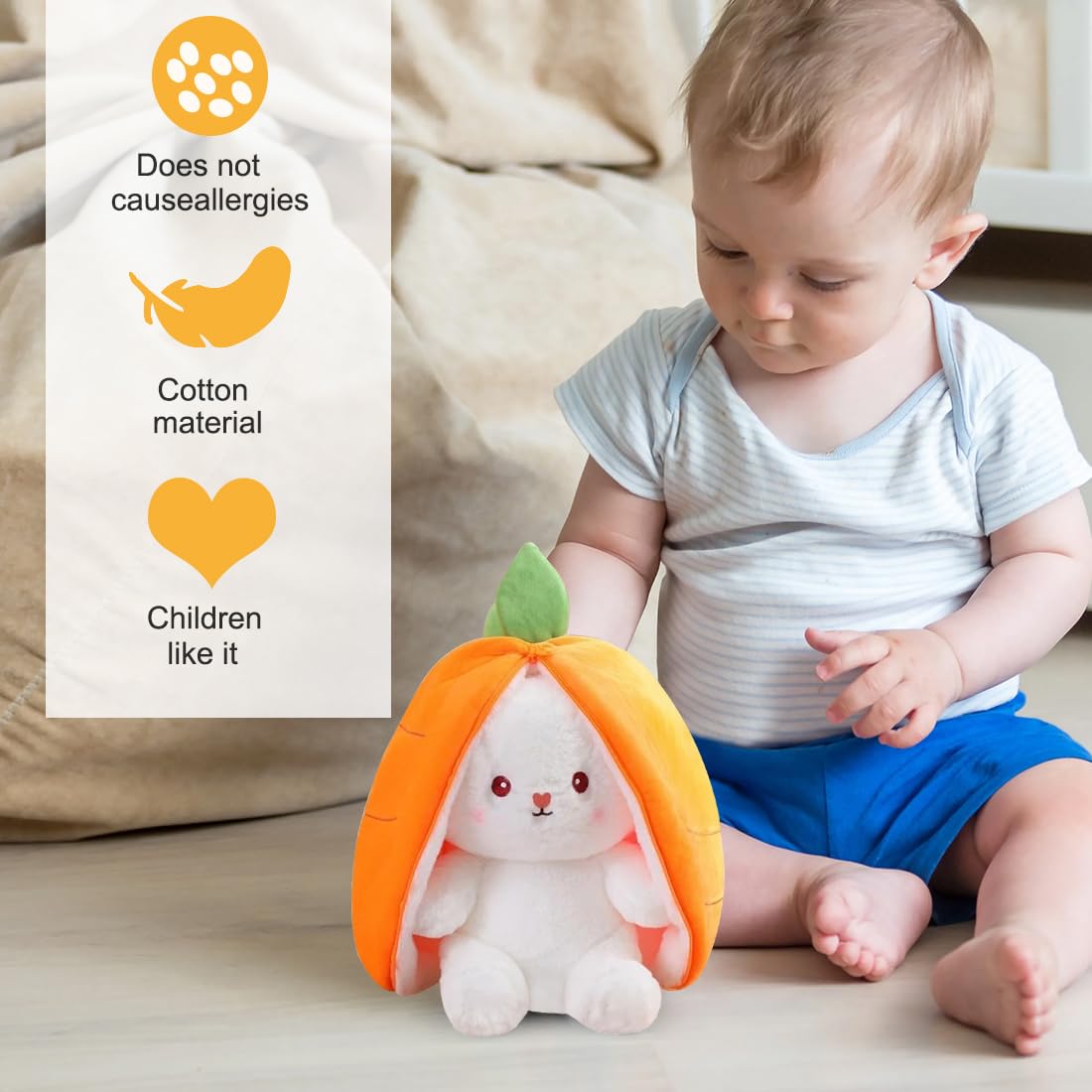 Gioco Di Peluche Coniglio Nascondino Con Carote - Coniglietto Di Pasqua Morbido, Colore Giallo