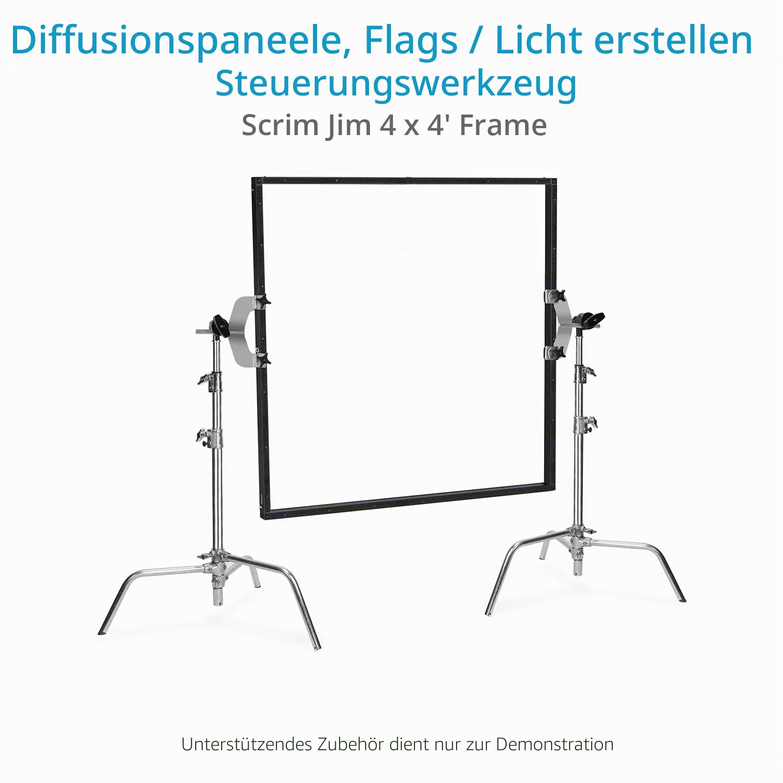 Proaim Framax 4' × 4' Scrim-Rahmen-Set für Foto- & Videoproduktion | 4' × 4' Scrim-Rahmen mit Aluminiumrohren und Eckverbindern für Diffusion, Reflexion und Lichtkontrolle
