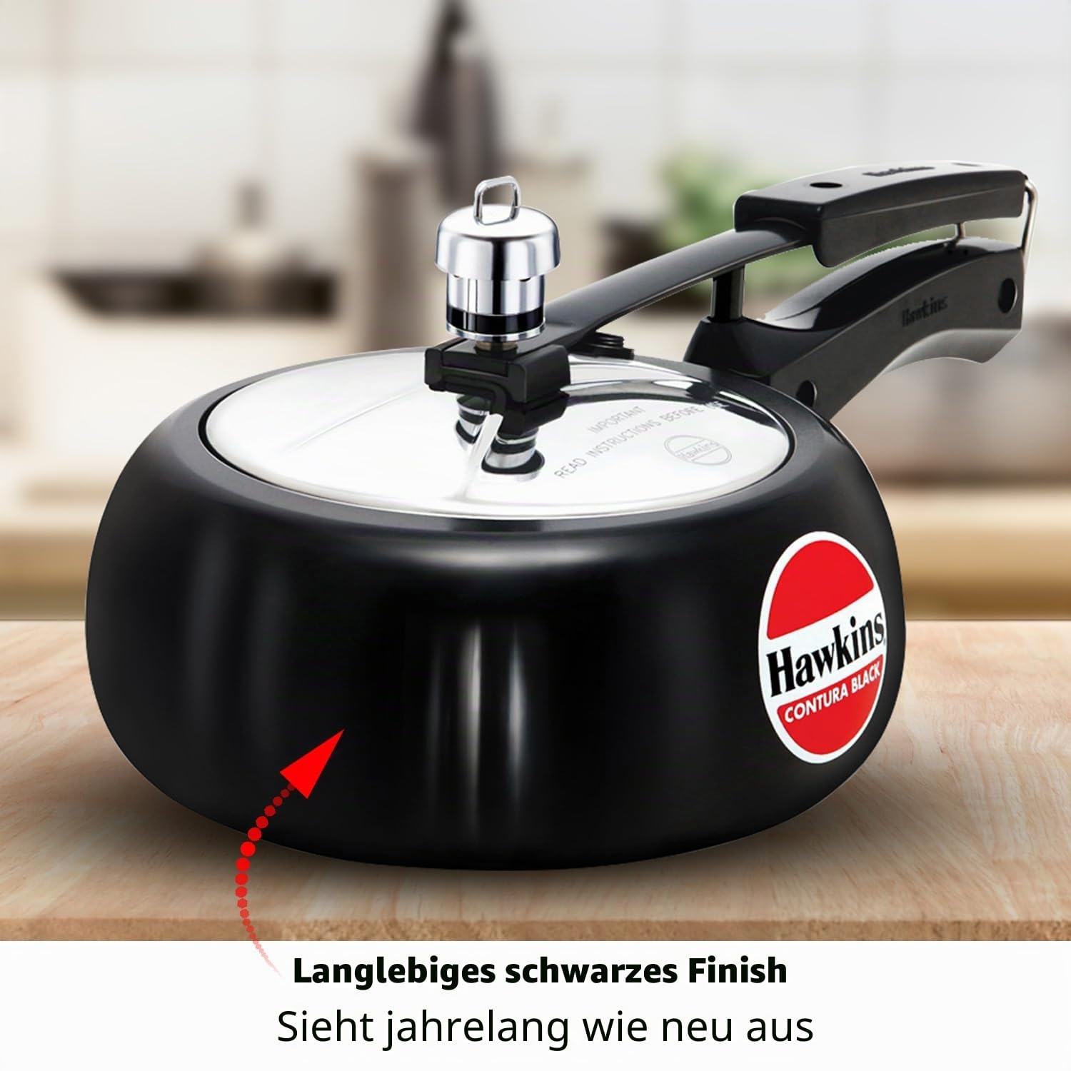 Hawkins CB20 Harteloxierter Schnellkochtopf, 2 Liter, Contura Black
