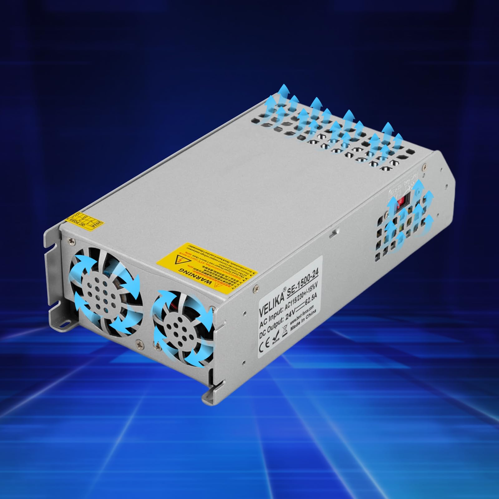 24V Power Supply, 62.5A 1500W DC Switching Power Supply Adapter PSU AC 110V to DC 24V Transformer Adapter DC Motor,Variable Adjustable Adapter Regulated for Computer Lab