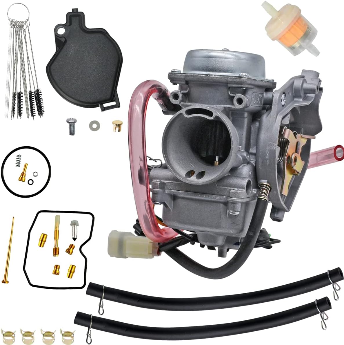 Prairie 300 Carburetor for Kawasaki KVF300 KVF300B KVF300A 1999 2000 2001 2002 Carb 2X4 4X4 2WD ATV with Fuel Petcock Valve Switch