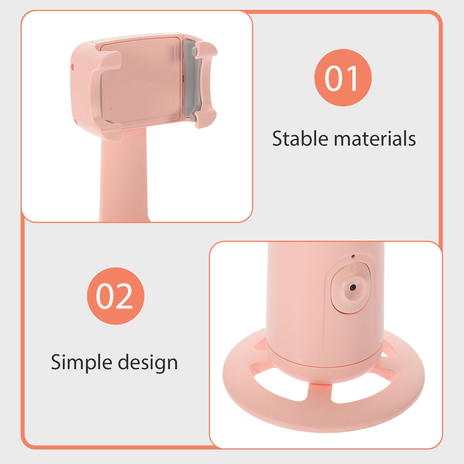 Soporte Inteligente para Teléfono Móvil Seguimiento Facial 360° Rosa Soporte de Estantería Frontal para y Transmisiones Directo Dispositivo Multifuncional para Escritorio