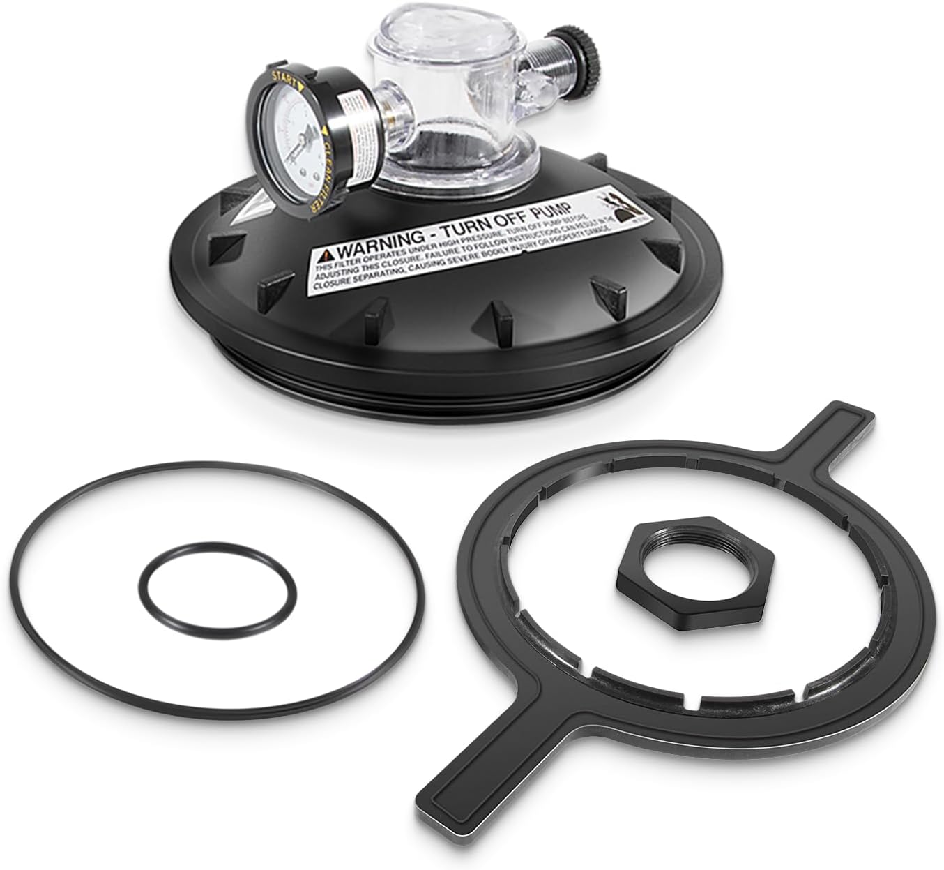 Kit de cierre de rosca negra 8-1/2 pulg para filtro Triton