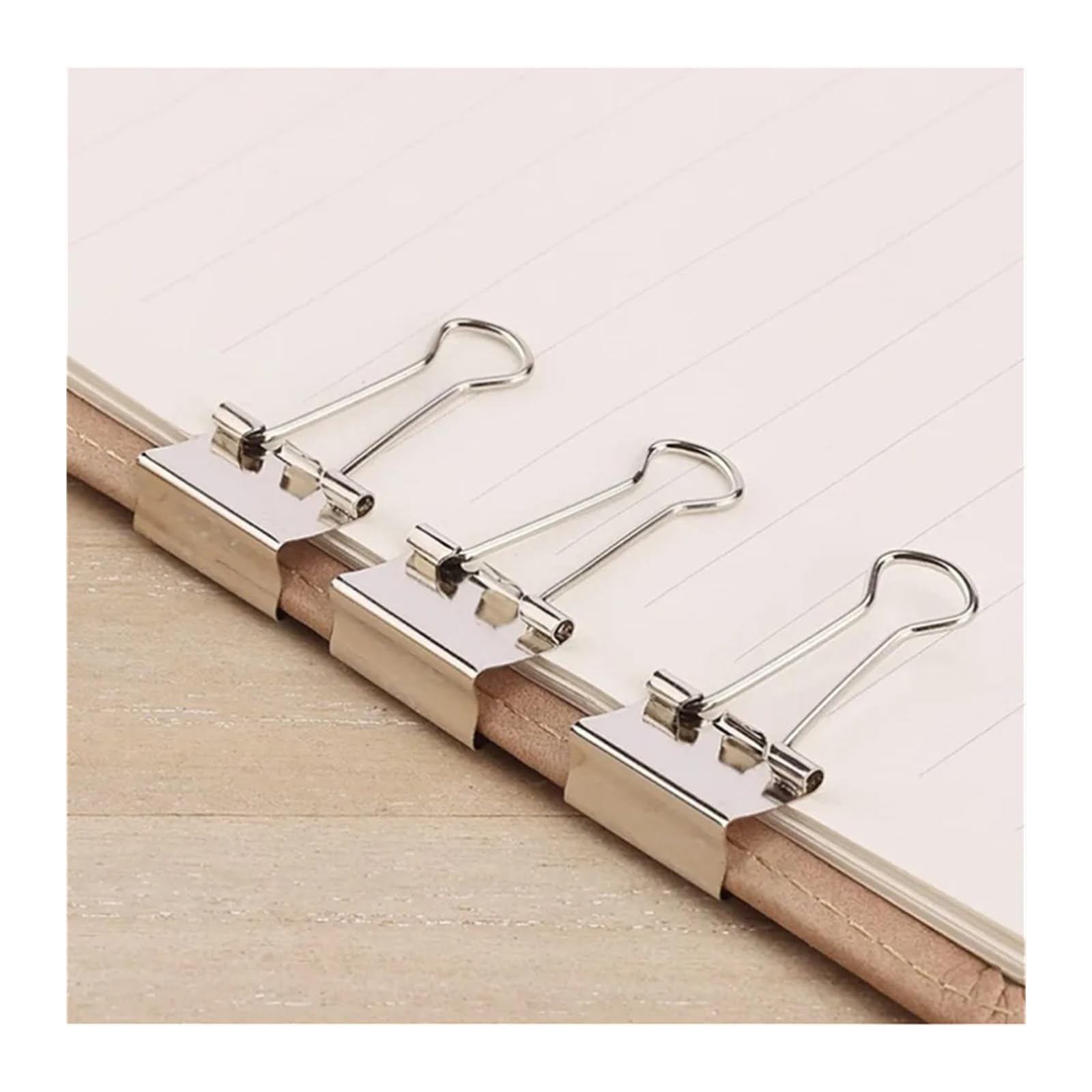 Foldback Klammern 100 Stück silberne Metall-Schwalbenschwanz-Büroklammer | Büroklammer, 15, 19, 25, 32 mm, Foldback-Binderklammern, schwarze Griffklemmen, Büro-Briefpapierklammer(32mm)