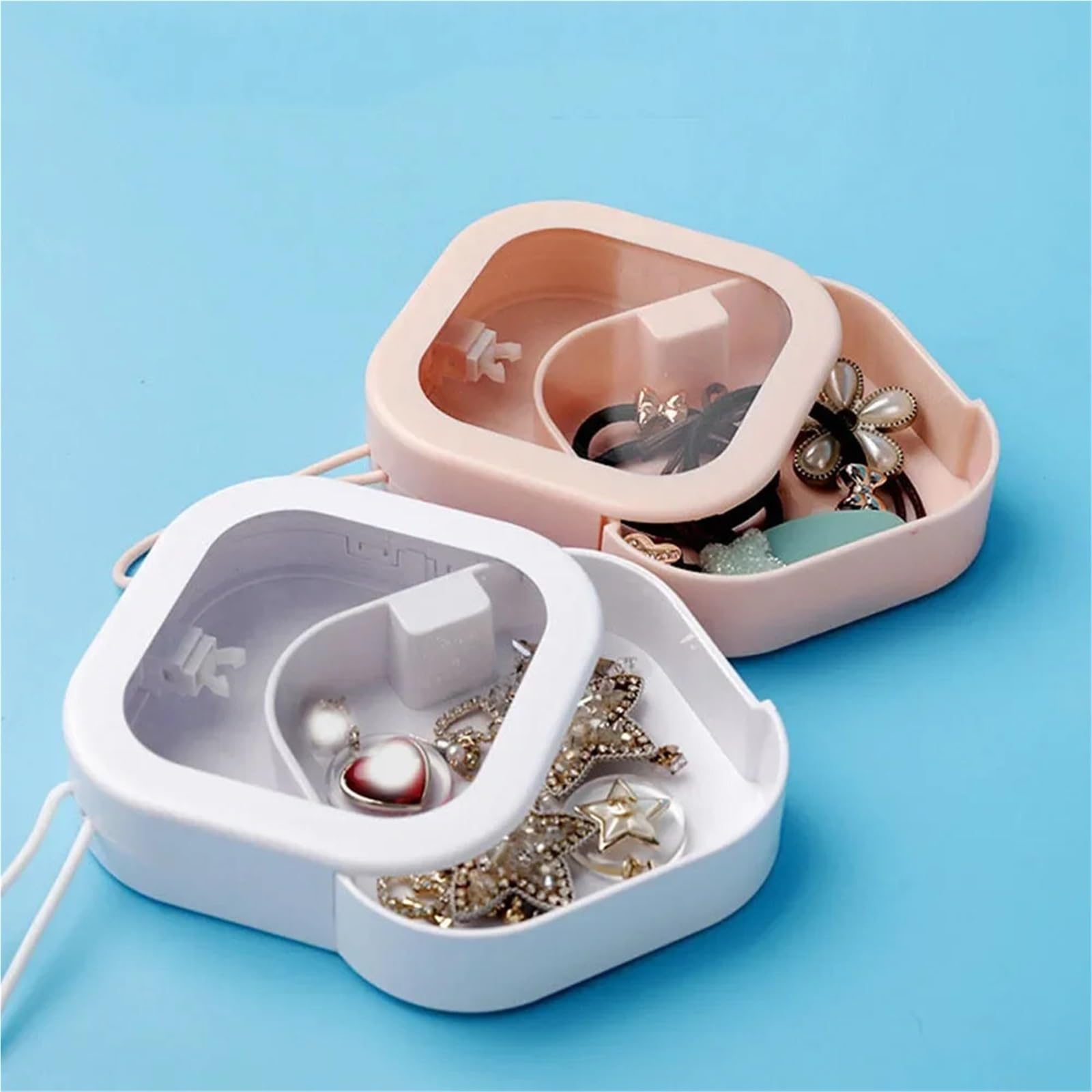 Haargummi Organizer Tragbare Reise-Kosmetik-Aufbewahrungsbox, Mini-Organizer for Schmuck, Haar-Accessoires, Haarnadel-Datenkabel(3 pcs)