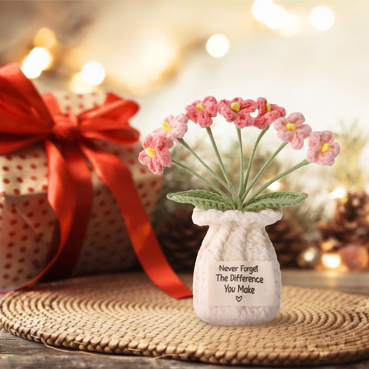 Crocheted Forget-me-nots Flowers Potted,Difference You Make Gifts