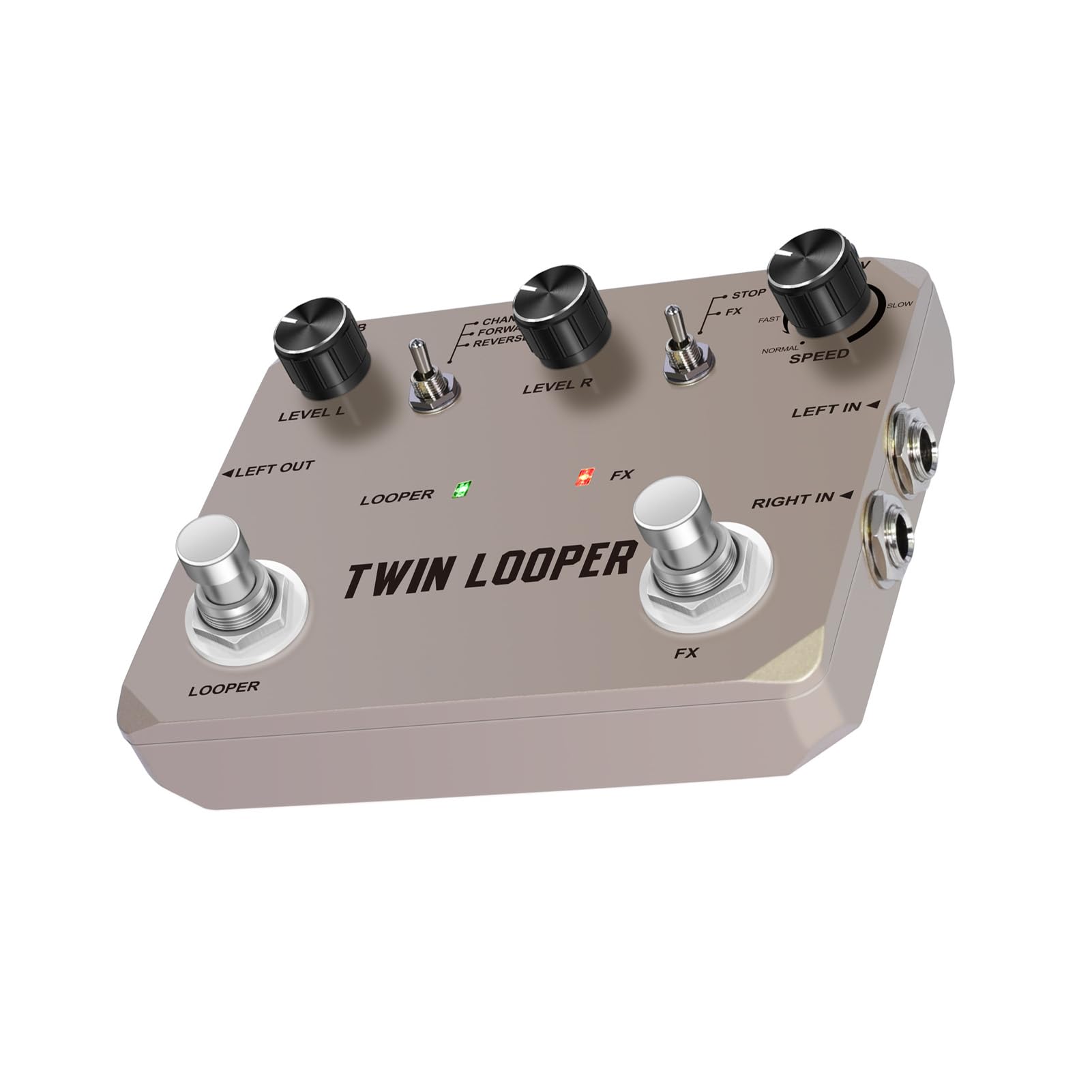 RiToEasysports Pedal Looper para Guitarra, 11 Tipos de Reproducción Grabación de 10 Minutos Muestreo de 24 Bits Aleación de Zinc, con 2 Interruptores de Pedal, para Efectos de Guitarra Eléctrica