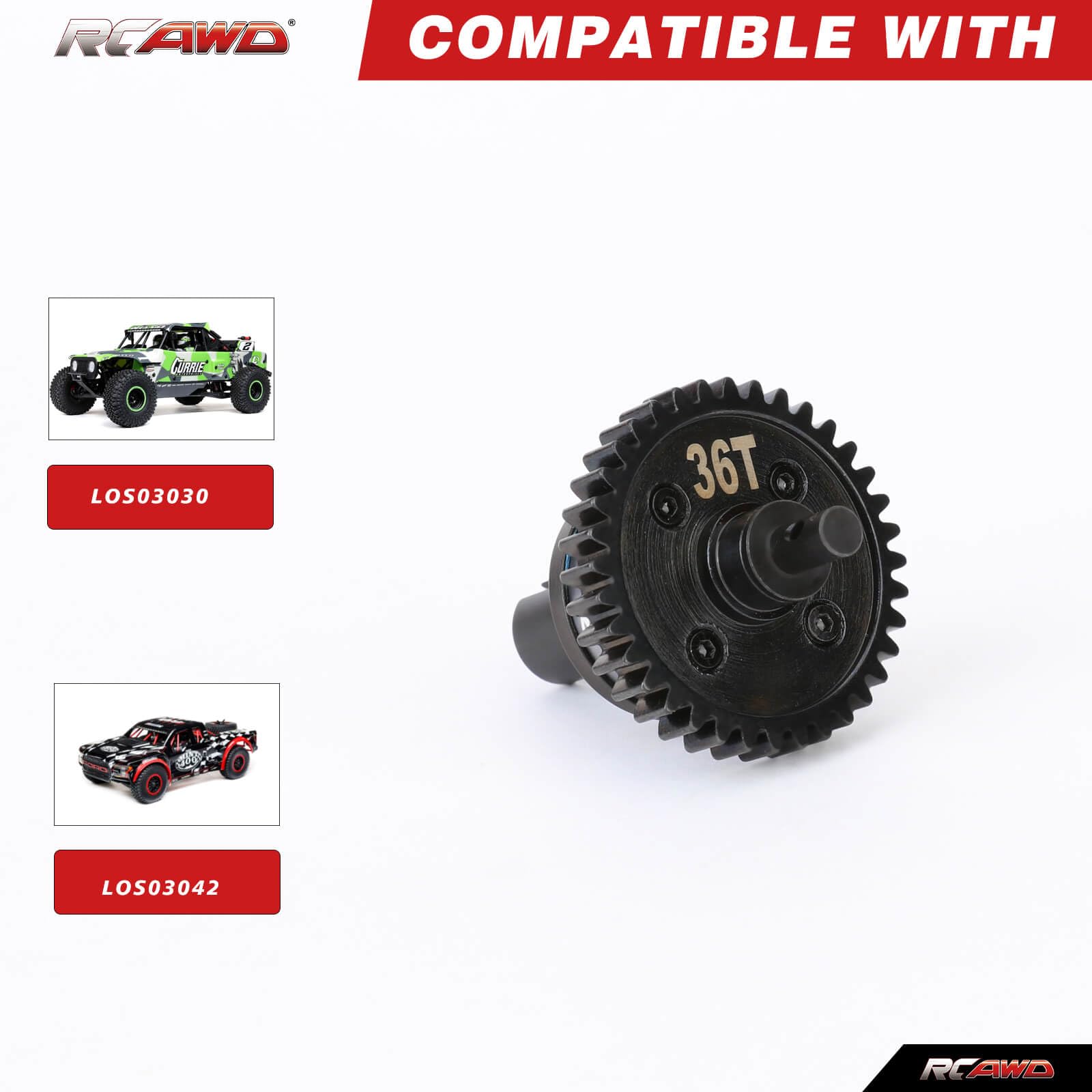 RCAWD Steel 36t Center Differential Diff for Losi 1/10 Baja Rey Hammer Rey Rock Rey Series Upgrades Part